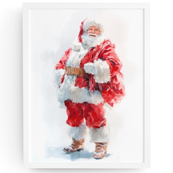 Watercolor Santa Claus Portrait Wall Art Print Poster, Unframed – Joyful Holiday - Picture 1 of 5